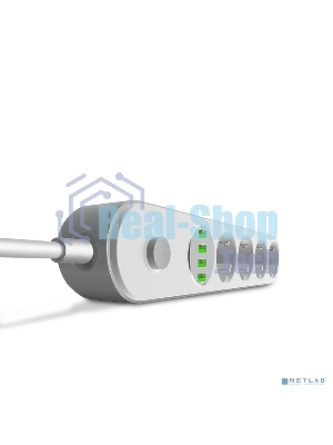 Сетевой фильтр Perfeo LD_B4438 LDNIO SE4432 2м + ЗУ на 4 USB/ 4 розетки (медь) - 2500W/ USB - 17W/ White&Gray