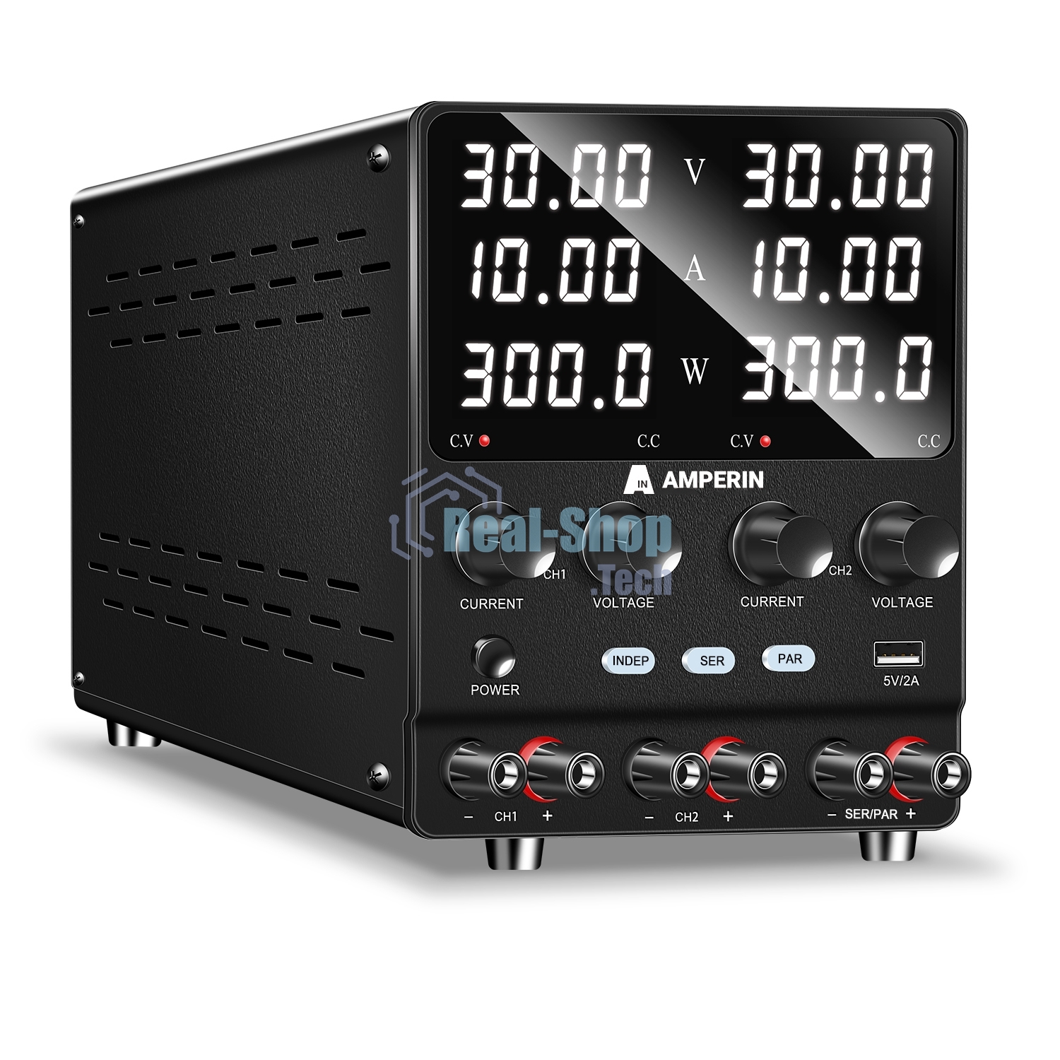 Лабораторный блок питания двухканальный Amperin AI-W3010x2C 30V, 10A, 0,6 кВт