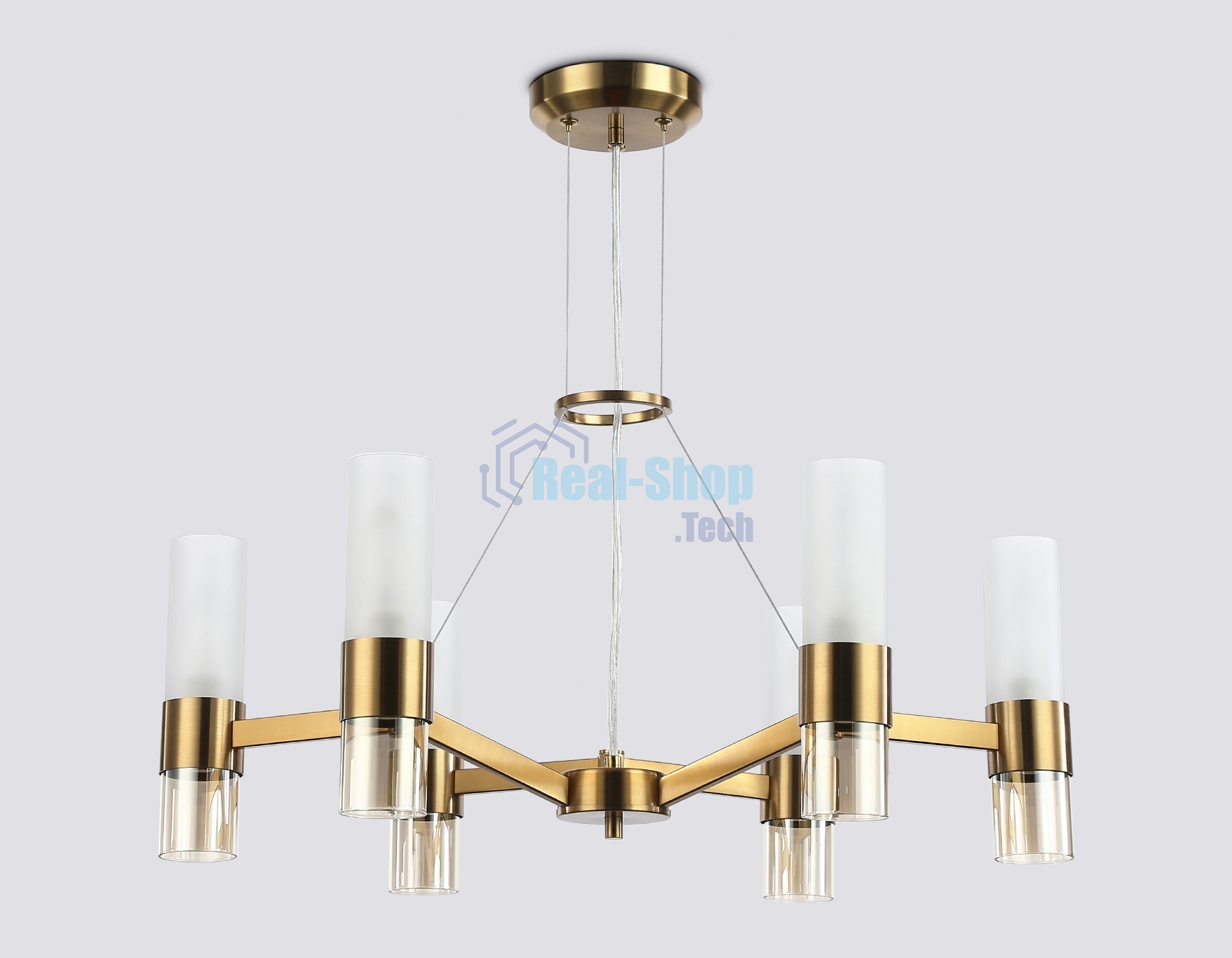 Люстра Ambrella light LH55114/6 BS/FR/TI латунь/белый матовый/янтарь E14*6 max 40W D650*1080