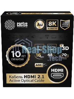 Кабель аудио-видео Cactus CS-HDMI-AOC-2.1-70 HDMI (m)/HDMI (m) 70м. позолоч.конт. черный