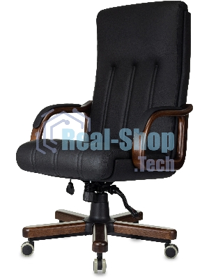 Кресло руководителя Бюрократ T-9932Walnut черный, кожа, крестов. металл/дерево