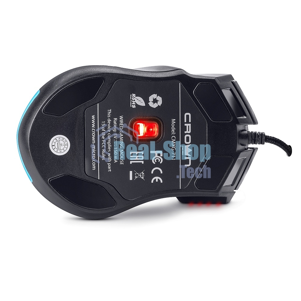 Мышь проводная Crown Gaming CMXG-711 черный, 4000 dpi, USB, кнопки - 8