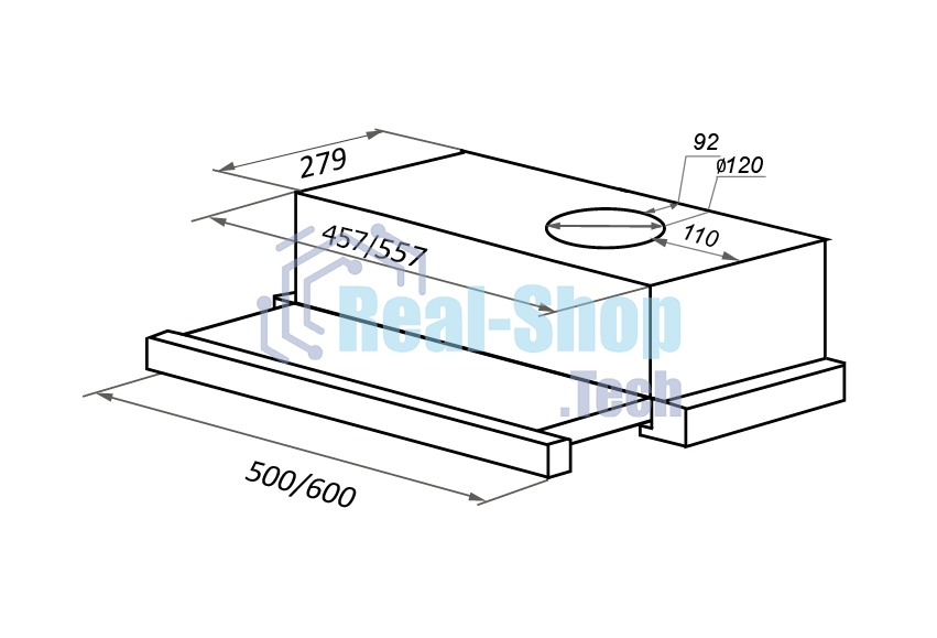 Вытяжка встраиваемая Maunfeld VS Light 60 нержавеющая сталь, 60 см, 520 куб. м/ч, 56 дБ