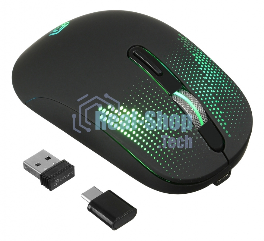 Мышь беспроводная Oklick 636LWC черный, 2400 dpi, радиоканал, USB/USB-C, кнопки - 6