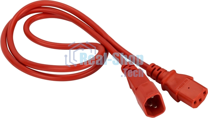 Шнур питания Lanmaster C13-C14, 3х0.75, 220В, 10А, красный, 3 метра