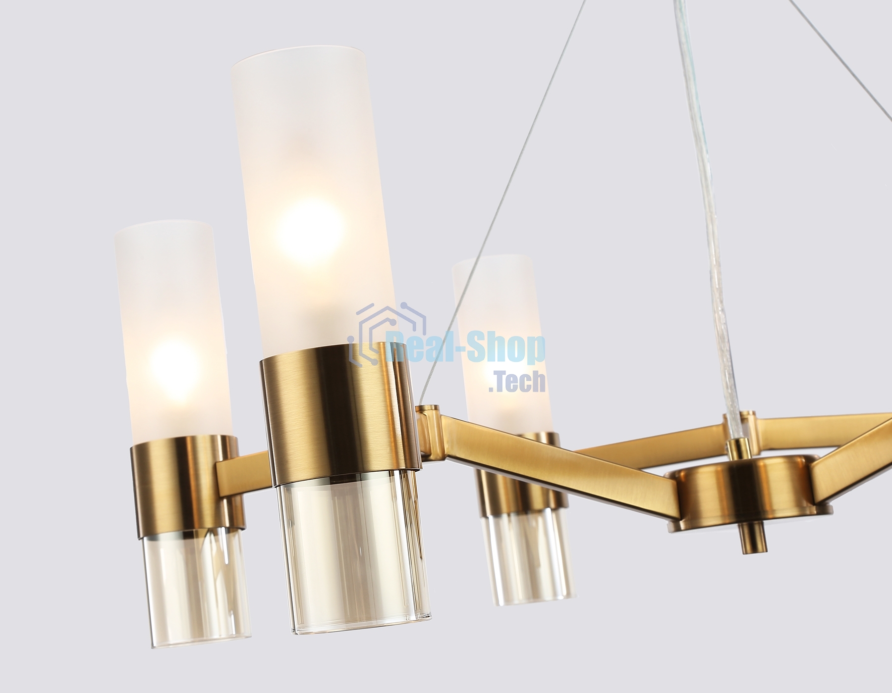 Люстра Ambrella light LH55114/6 BS/FR/TI латунь/белый матовый/янтарь E14*6 max 40W D650*1080