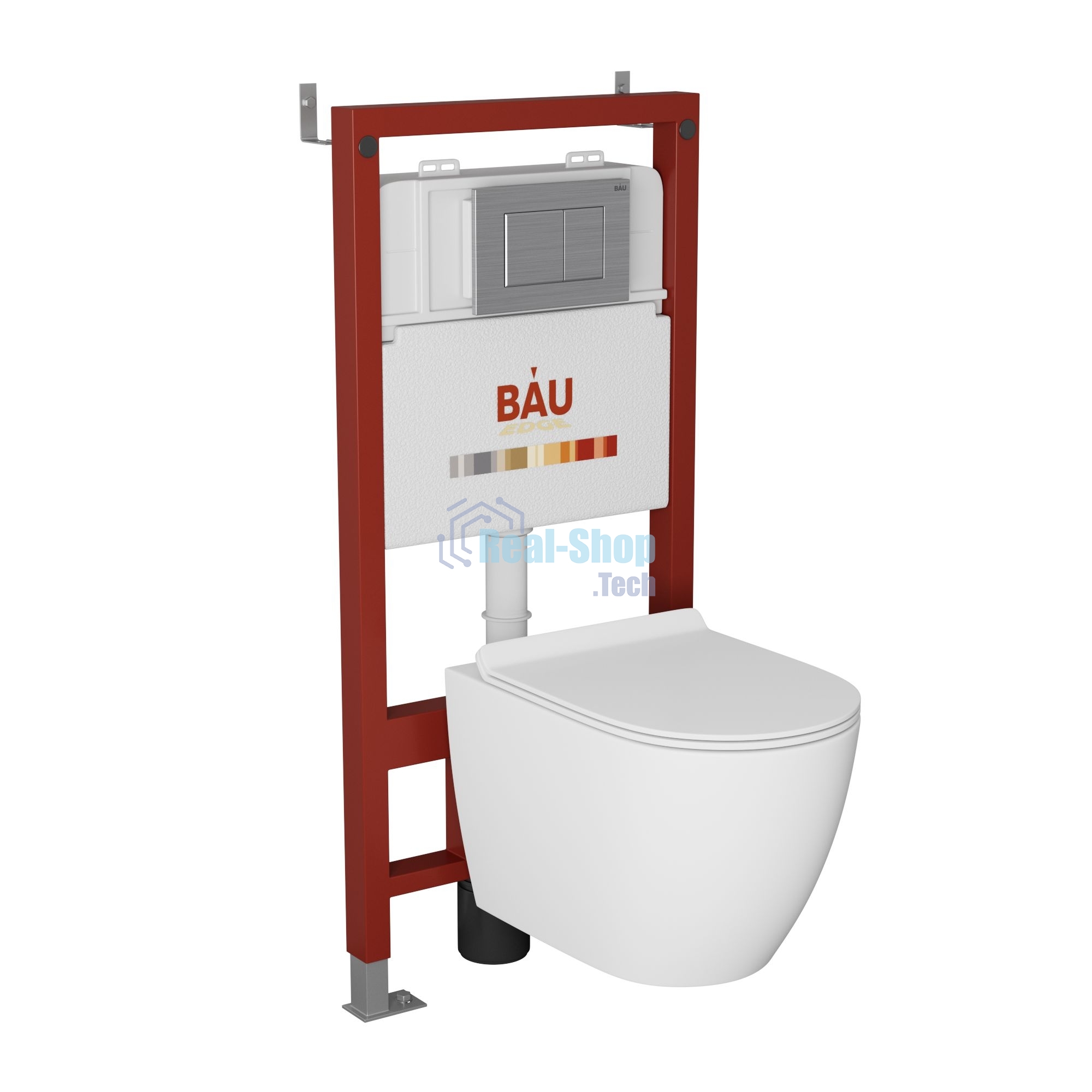 Комплект BAU 6 в 1: инсталляция BAU PRO, унитаз подвесной безободковый Bau Dream 49,5х36, сиденье дюропласт микролифт, клавиша BAU Stil сатин