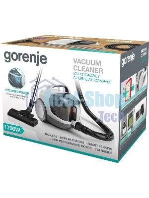 Пылесос Gorenje VC1701GACWCY белый/черный, 270/1700 Вт, уборка сухая, пылесборник контейнер 2,2 л