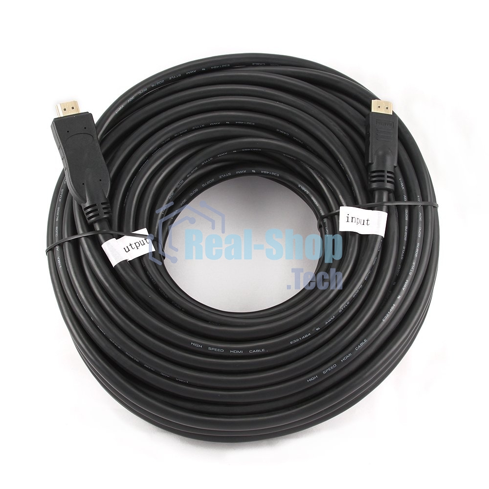 Кабель Cablexpert HDMI CC-HDMI4-30M, 19M/19M, v1.4, медь, позол.разъемы, экран, усилитель сигнала, 30м, черный, пакет