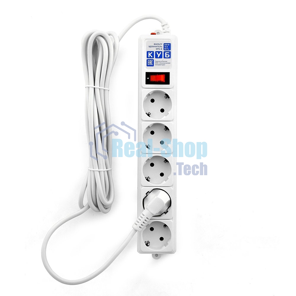 Сетевой фильтр Powercube SPG-B-15-WHITE 5 м (5 розеток) белый (коробка)
