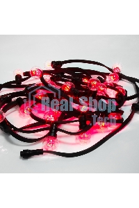Гирлянда Neon-night LED Galaxy Bulb String 10м, черный каучук, 30 лампx6 LED красный, влагостойкая IP65