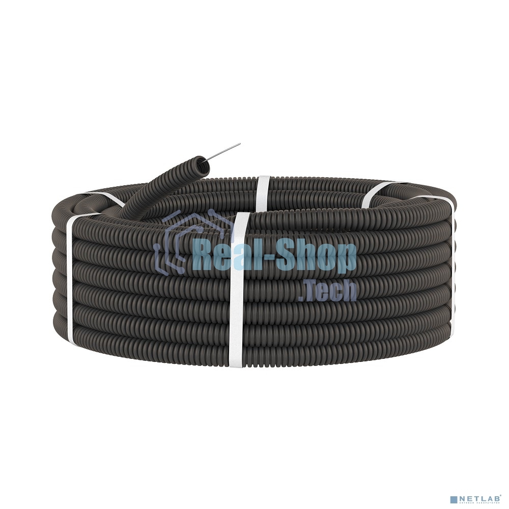 Труба гофрированная ПНД d16мм с протяж. черный (уп.100м) ДКС 71716