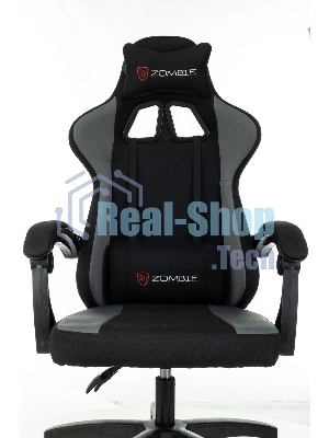 Кресло Zombie Rudger черный/серый, экокожа, 120 кг, механизм качания