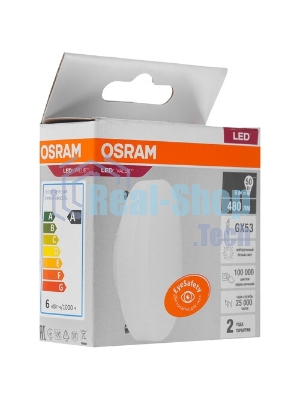 Лампа светодиодная LED Value LVGX5350 6SW/830 230В GX53 10х1 RU OSRAM 4058075581975