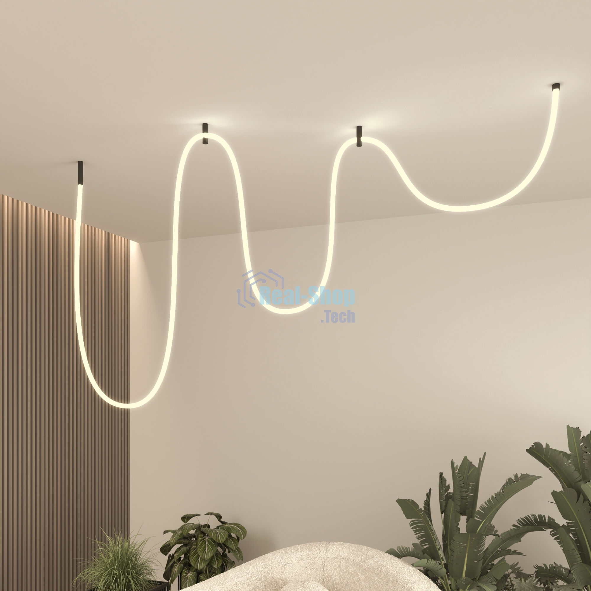 Гибкий неон 336Led 12W IP20 3000K Full light круглый теплый белый, 5 м (24V 12W 336Led 2835 IP20)