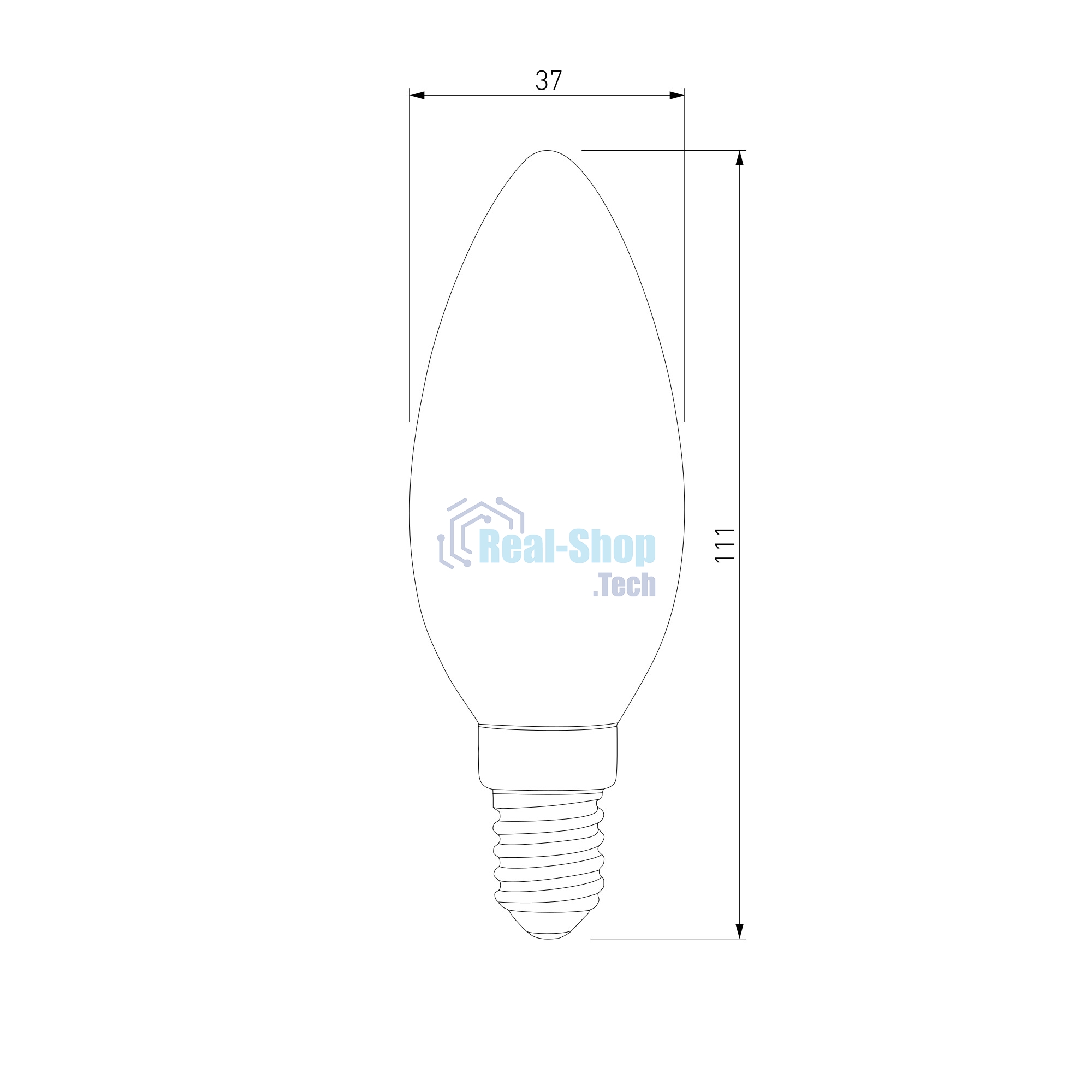 BLE1404/ Светодиодная лампа Свеча СD LED 8W 6500K E14