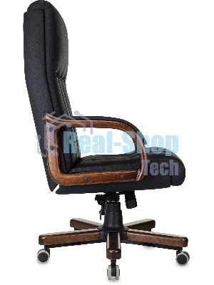 Кресло руководителя Бюрократ T-9932Walnut черный, кожа, крестов. металл/дерево