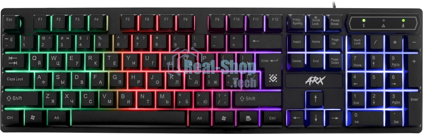 Клавиатура проводная Defender Arx GK-196L RU, USB, черный
