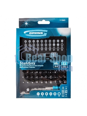 Набор бит Gross 11363 магнитный адаптер, сталь S2, пластиковый кейс, 32 предм.