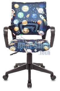 Кресло детское Бюрократ BUROKIDS 1 черный космонавт крестовина пластик