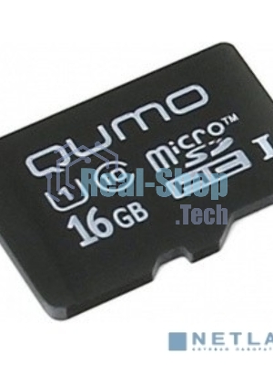 Флеш карта QUMO MicroSDHC 16Gb Сlass 10 UHS-I,3.0 без адаптером SD, черно-красная картонная упаковка