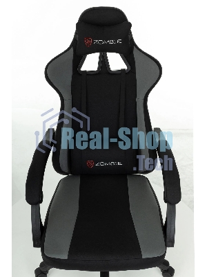 Кресло Zombie Rudger черный/серый, экокожа, 120 кг, механизм качания