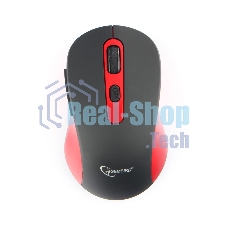 Мышь беспроводная Gembird MUSW-221-R черный/красный, 1600 dpi, радиоканал, USB, кнопки - 6