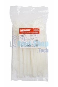 Хомут-стяжка нейлоновая многоразовая Rexant 200x7,5 мм, белая, упаковка 100 шт.