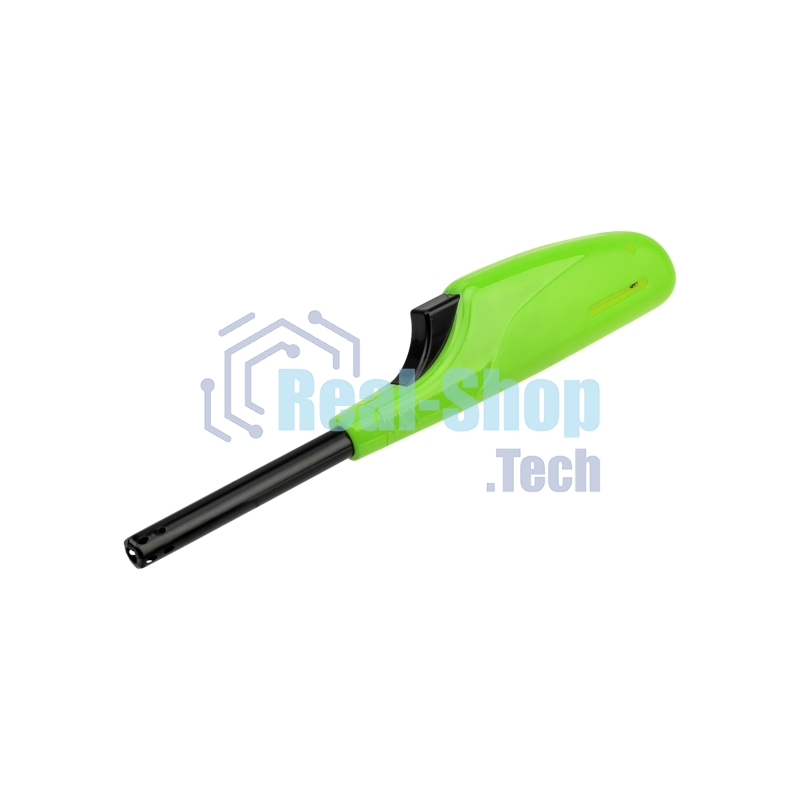 Бытовая газовая пьезозажигалка с классическим пламенем многоразовая (1 шт.) зеленая СК-306 Сокол