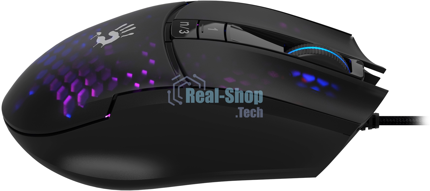 Мышь проводная A4Tech Bloody L65 Max черный/фиолетовый, 12000 dpi, USB, кнопки - 7