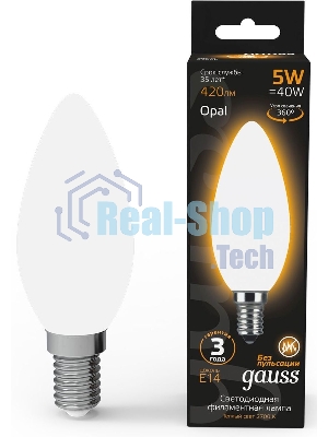 Лампа светодиодная Gauss Filament Свеча E14 5Вт 2700К OPAL