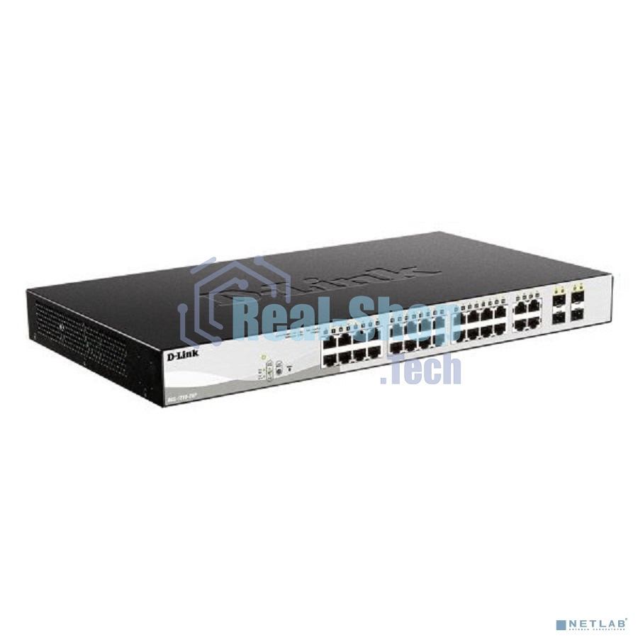 Коммутатор DGS-1210-28P/F5A Настраиваемый L2 PoE-коммутатор, 24x1000Base-T, 4хCombo 1000Base-T/SFP