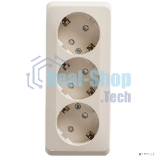 Розетка 3-м ОП Этюд 16А 250В защ. шторки с заземл. крем. SchE PA16-012K