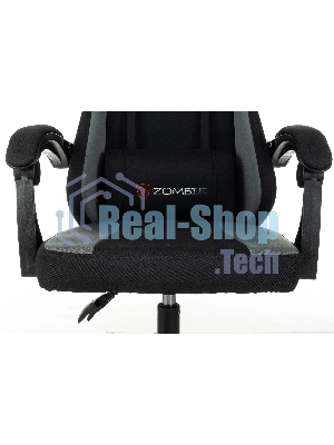 Кресло Zombie Rudger черный/серый, экокожа, 120 кг, механизм качания