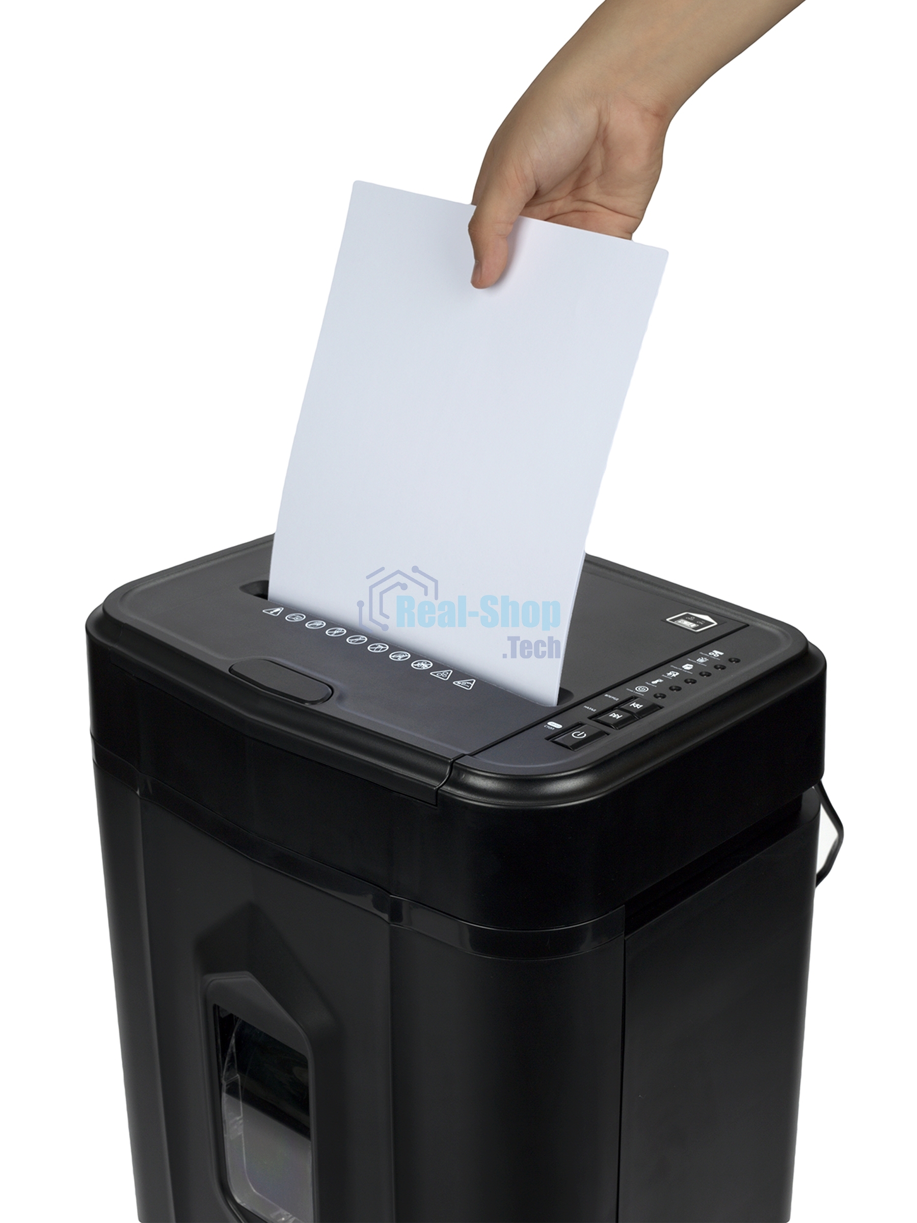 Шредер Heleos АП20-4 черный с автоподачей (секр.P-4) перекрестный 131лист. 20лтр. скрепки скобы пл.карты