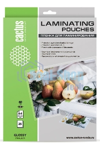 Пленка для ламинирования Cactus 80мкм A4 (25шт) глянцевая216x303мм CS-LPGA48025