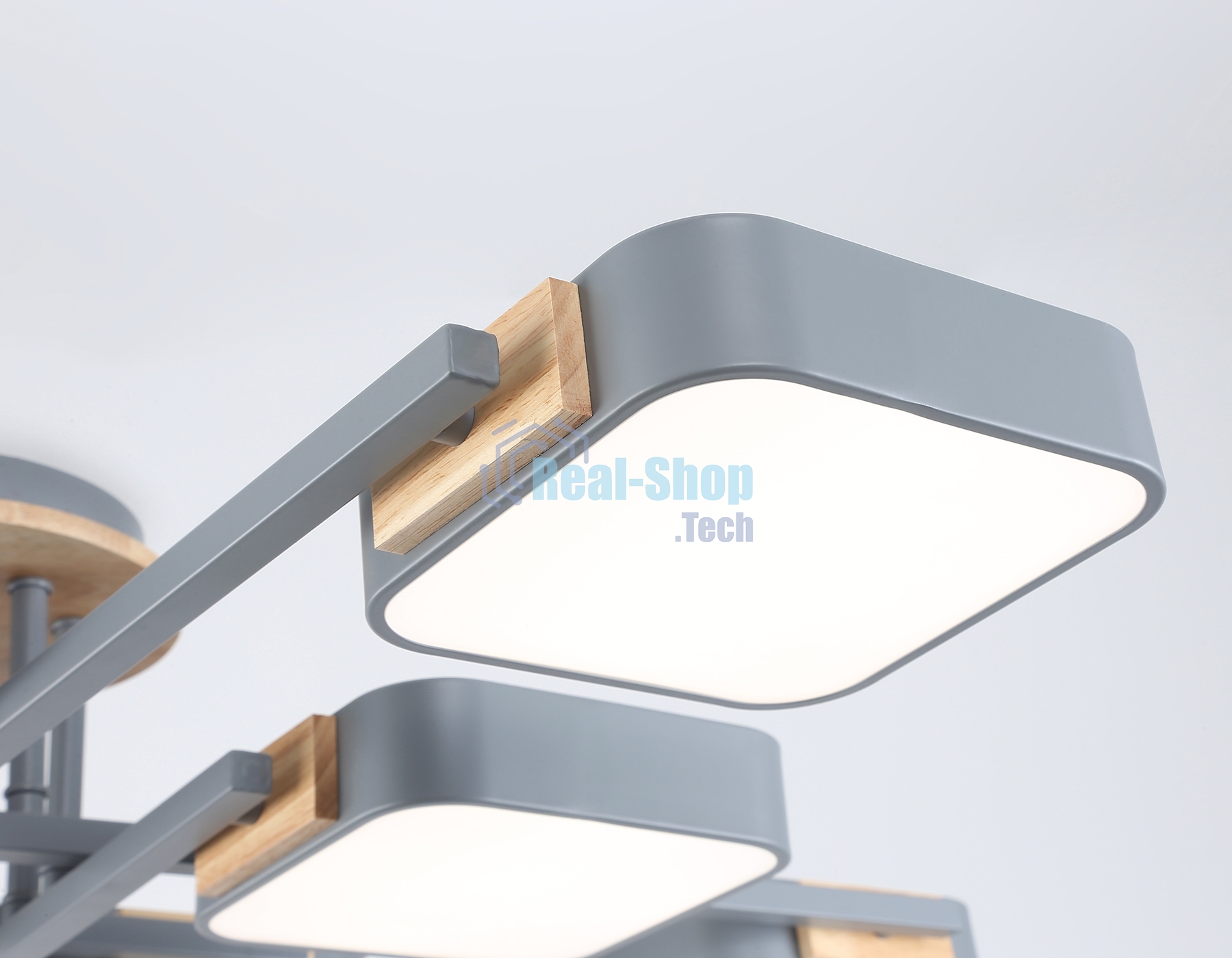 Светильник Ambrella light FL4889/8 GR/WD серый/дерево 144W 3000-6000K 960*960*160 (без ПДУ)