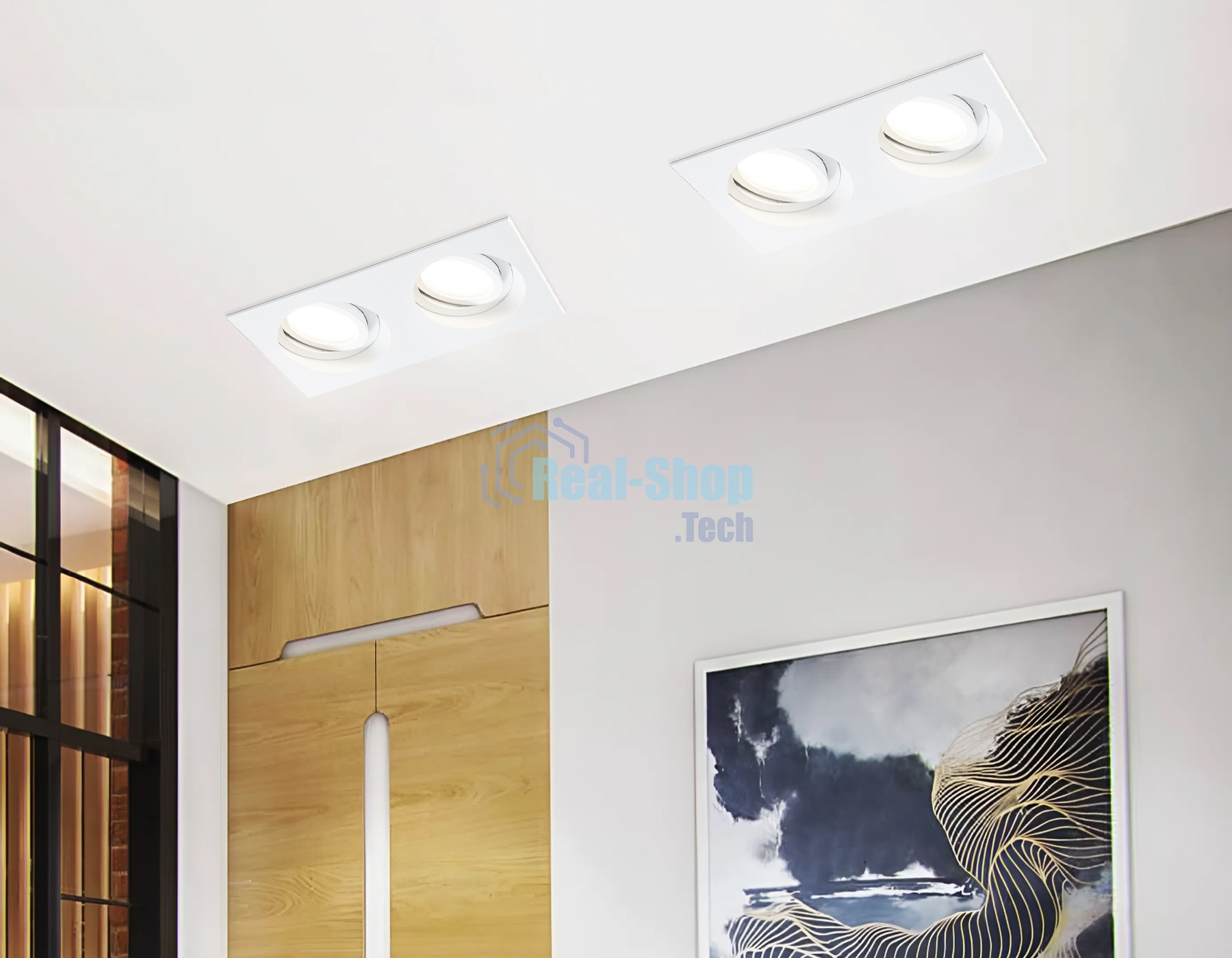 Встраиваемый поворотный точечный светильник Ambrella light TN102759/2 WH белый IP20 GU5.3/2 200*100*32