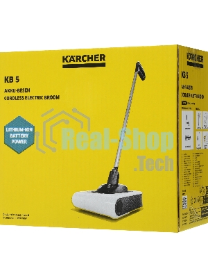 Пылесос-электровеник Karcher KB 5 белый, питание от аккумулятора, 20 Вт, уборка сухая, пылесборник 0.37 л, работа от АКБ max 30 мин