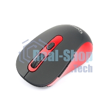 Мышь беспроводная Gembird MUSW-221-R черный/красный, 1600 dpi, радиоканал, USB, кнопки - 6
