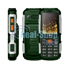 Мобильный телефон BQ 2430 Tank Power Green&silver 2.4” 240x320/32+32Mb/BT/2Sim/microSD/0.3Mp/4000mAh/Powerbank