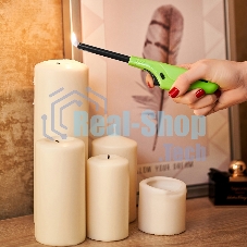 Бытовая газовая пьезозажигалка с классическим пламенем многоразовая (1 шт.) зеленая СК-306 Сокол