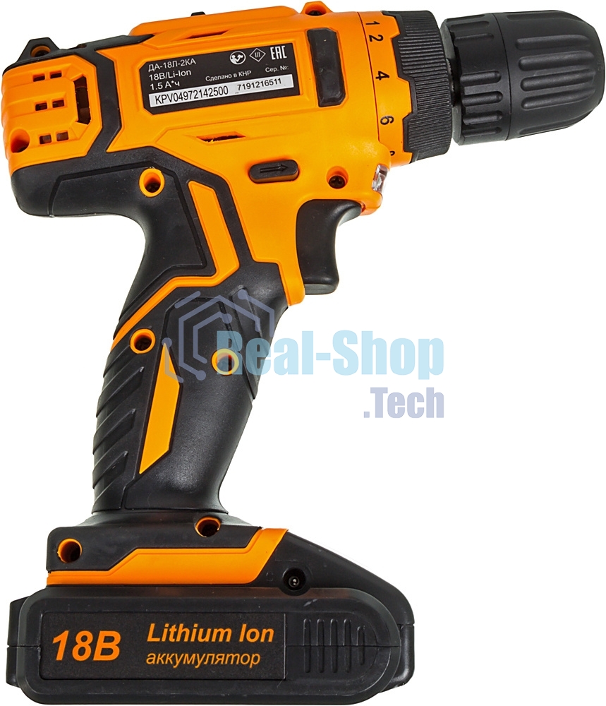 Дрель-шуруповерт аккумуляторная Вихрь ДА-18Л-2КА 72/14/25, Аккумуляторная, 18В, 2 АКБ, Кейс