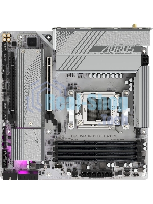 Материнская плата GIGABYTE B650M AORUS ELITE AX ICE, AM5, AMD B650, 4xDDR5, 4xSATA, 2xM.2, 1xPCIe 4.0 x16, 1xPCIe 4.0 x4, 1xDP, 1xHDMI, 1x2.5Gb LAN, Wi-Fi 6E, Bluetooth 5.3, S/PDIF, 2xUSB-C 10Gbps, 2xUSB-A 10Gbps, 5xUSB-A 5Gbps, 4xUSB-A 2.0, 2x3.5 мм, 7.1, mATX