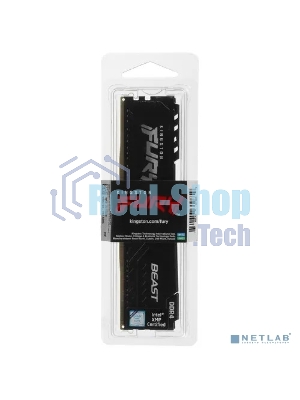 Оперативная память Kingston Fury Beast, DDR4, 16GB (1x16GB), 3200MHz, CL16, DIMM, с радиатором, черный