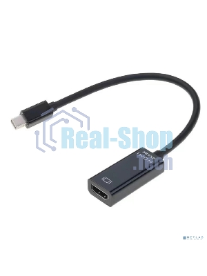 Переходник с кабелем Bion mini DisplayPort - HDMI, 20M/19F, 4k@30Hz, длинна кабеля 15 см, черный BXP-A-mDPM-HDMIF-015