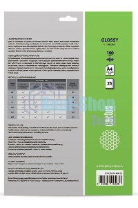Пленка для ламинирования Cactus 100мкм A4 (25шт) глянцевая 216x303мм CS-LPGA410025
