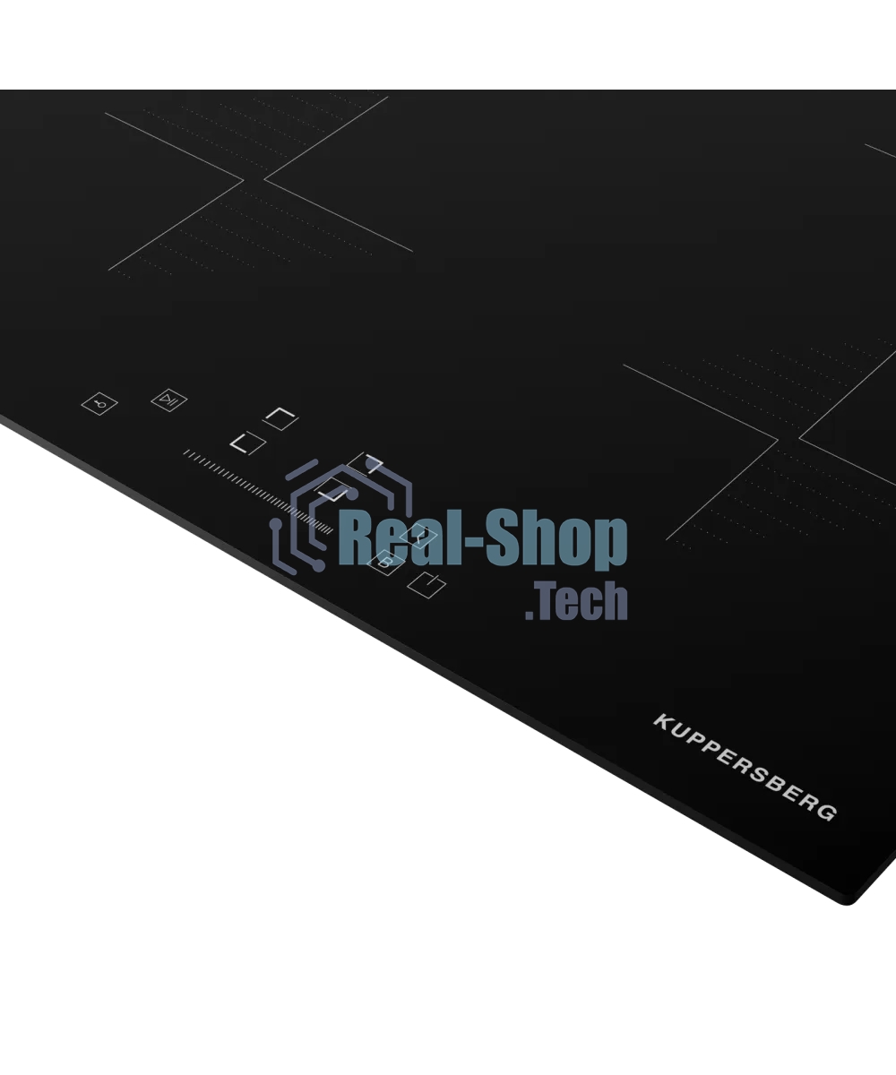 Индукционная варочная панель Kuppersberg ICI 604 60 см, индукция, High-Tech, inverter, прямой край, 9 уровней мощности, бустер, Stop and Go, автоматическое отключение, таймер, индикатор остаточного тепла, сенсорное/слайдерное управление, черный