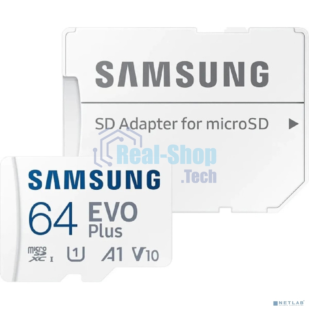 Флеш карта microSD 64Gb SAMSUNG EVO PLUS microSDXC Class 10, UHS-I, (SD адаптер) 130MB/s