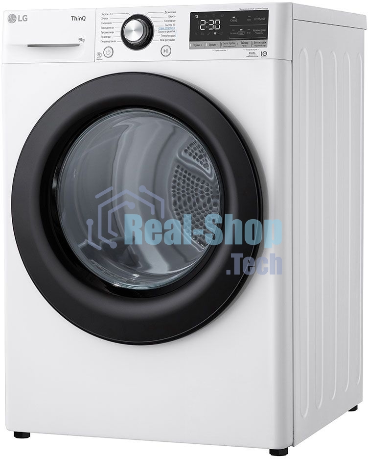 Сушильная машина LG DC90V3V6W белый, 9 кг, сушка - тепловой насос, программ - 14, 60 x 85 x 66 см